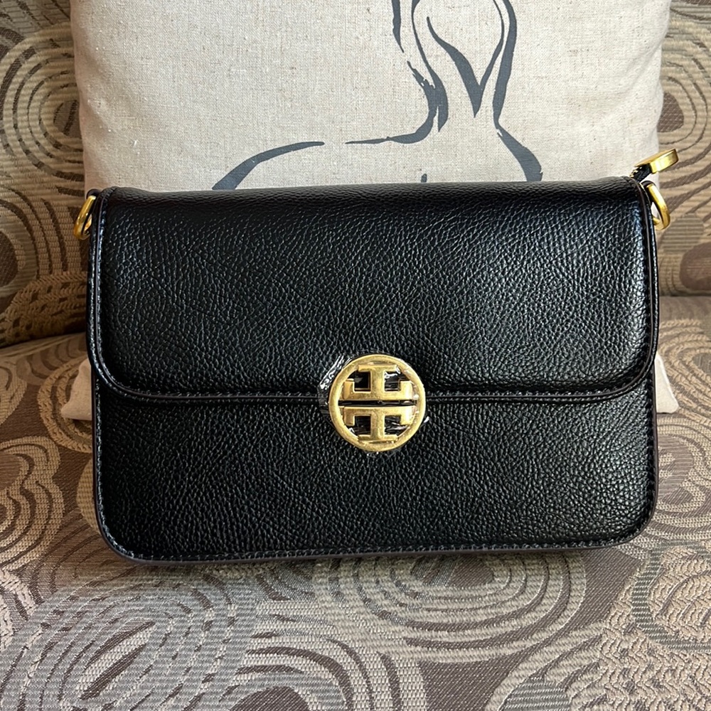 Brand new imitation Tory Burch crossbody bag. Black pleather